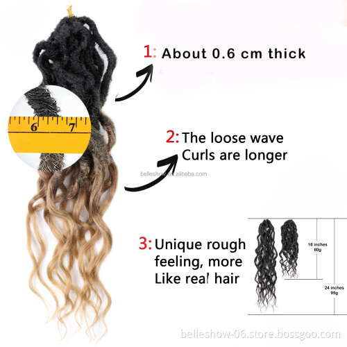 Faux Locs Crochet Braid Goddess Hair Bohemian Locs Pre-looped Ombre Synthetic Hair16&24 Inches Queen Locs Afro Dreadlock
